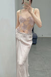 Marc Le Bihan irregular wrinkled silk skirt series 2503 deadwood rose